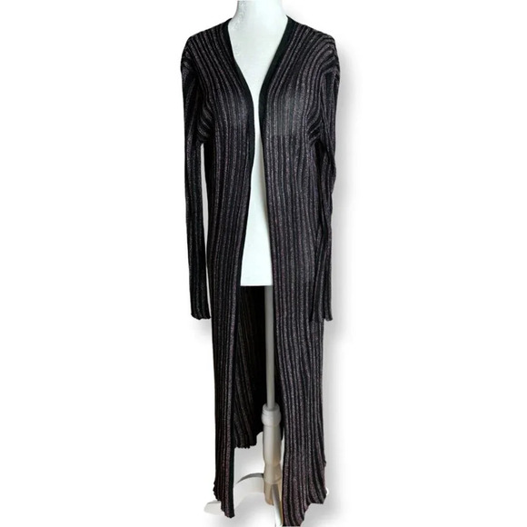 MISA Amberly Duster Cardigan in Purple Black Combo Metallic Size Small - Picture 2 of 13